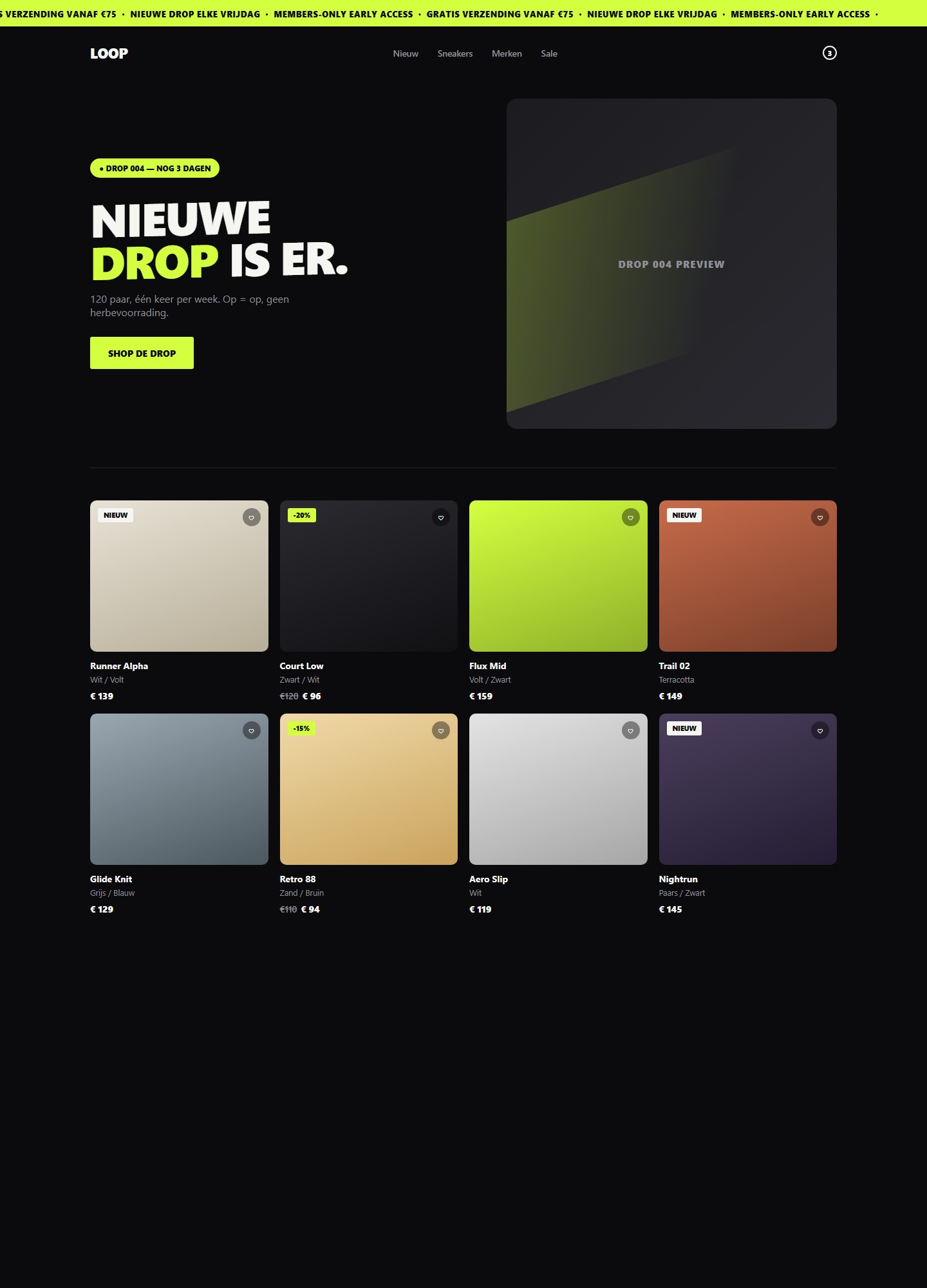 Loop Sneakers — volledige pagina